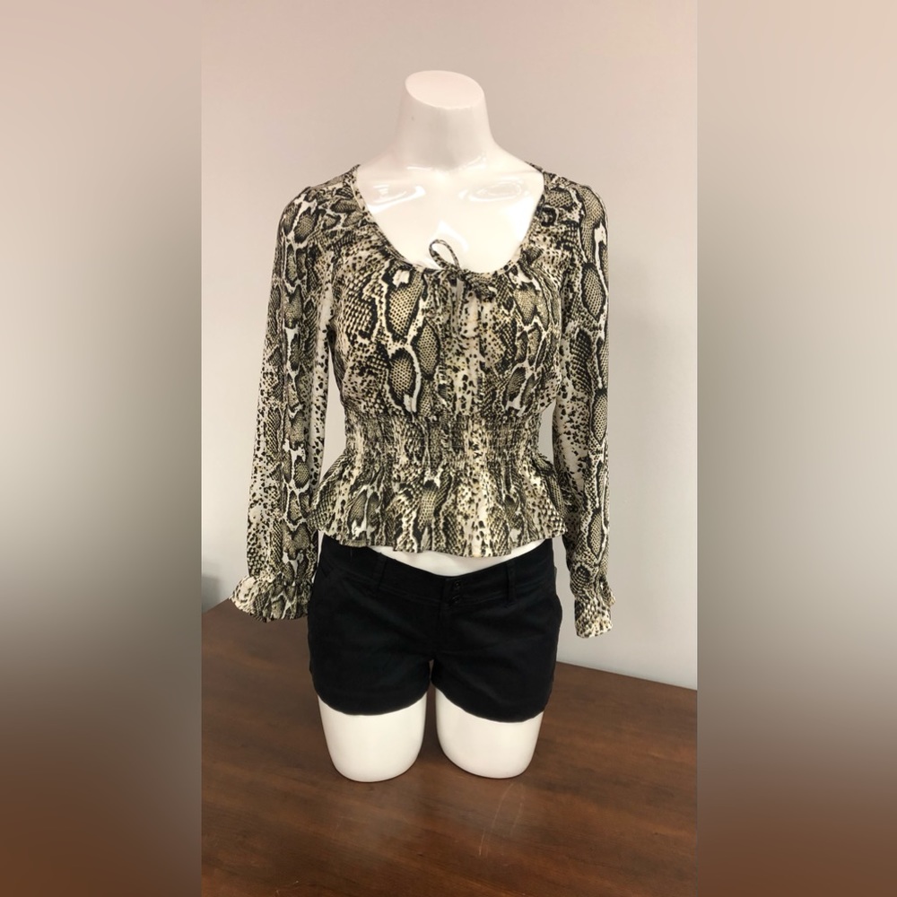 STREETWEAR SOCIETY SNAKE SKIN PRINTED LONG SLEEVE TOP